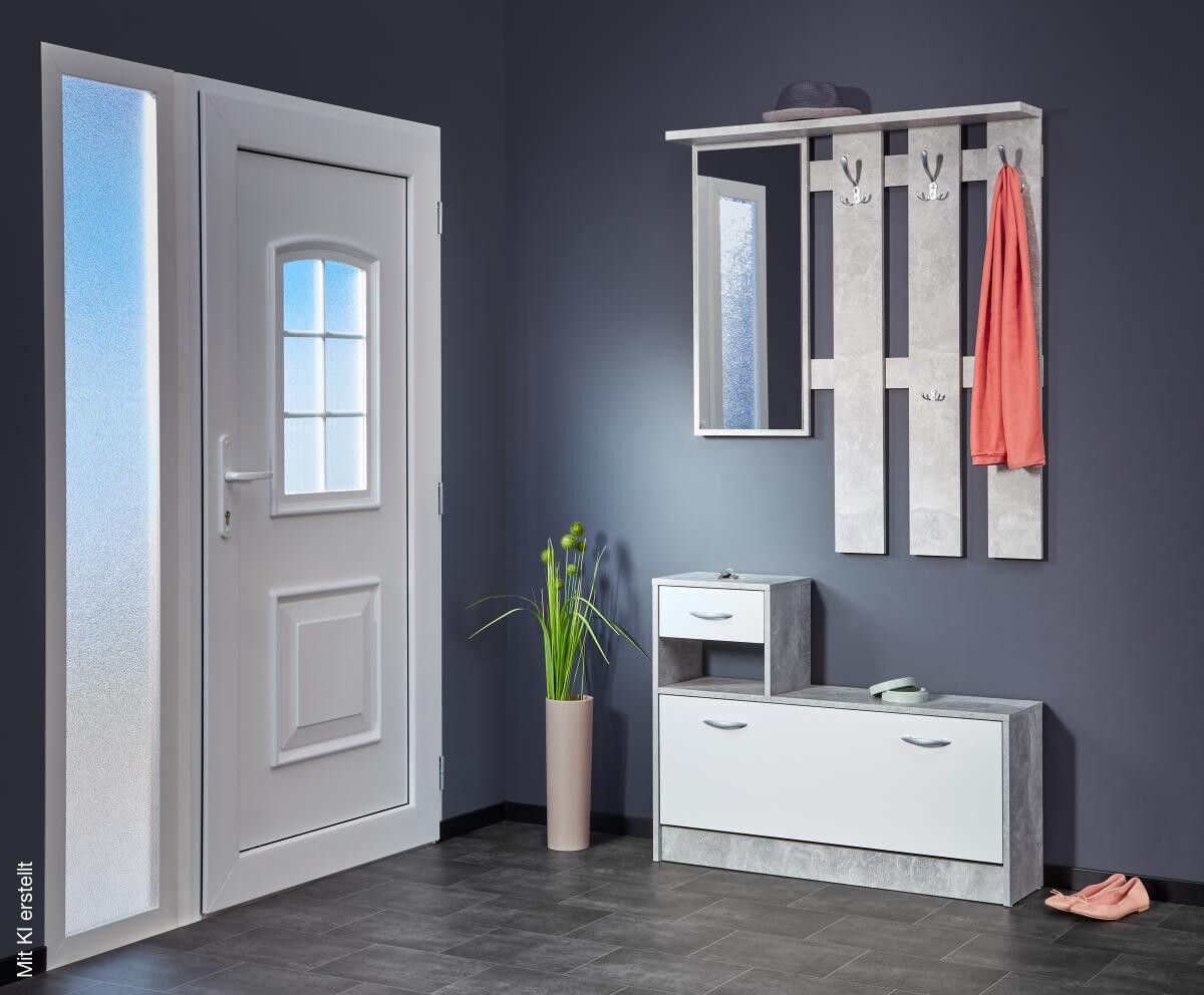 Garderobe Rudolf Beton Optik weiß B/H/T: ca. 100x180x25 cm