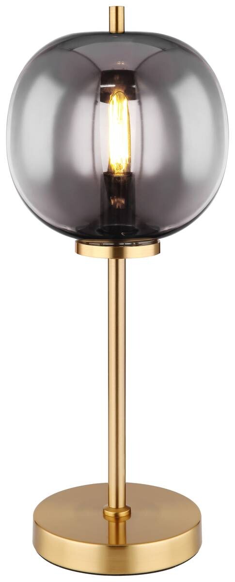 GLOBO Tischleuchte messing Metall Glas H/D: ca. 45x18,5 cm 1 Brennstellen
