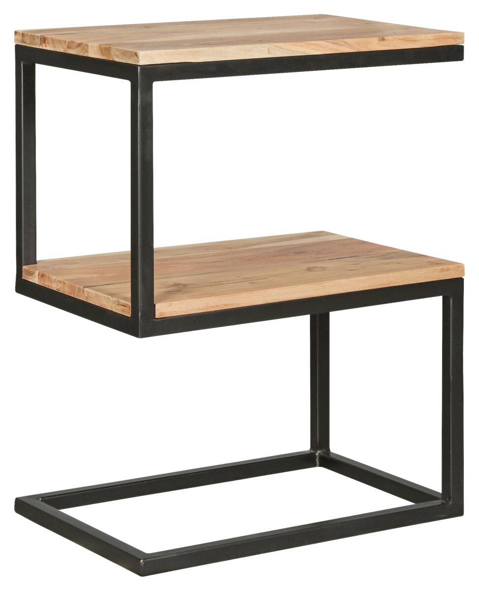 Beistelltisch natur schwarz pulverbeschichtet Akazie Metall B/H/T: ca. 45x60x30 cm