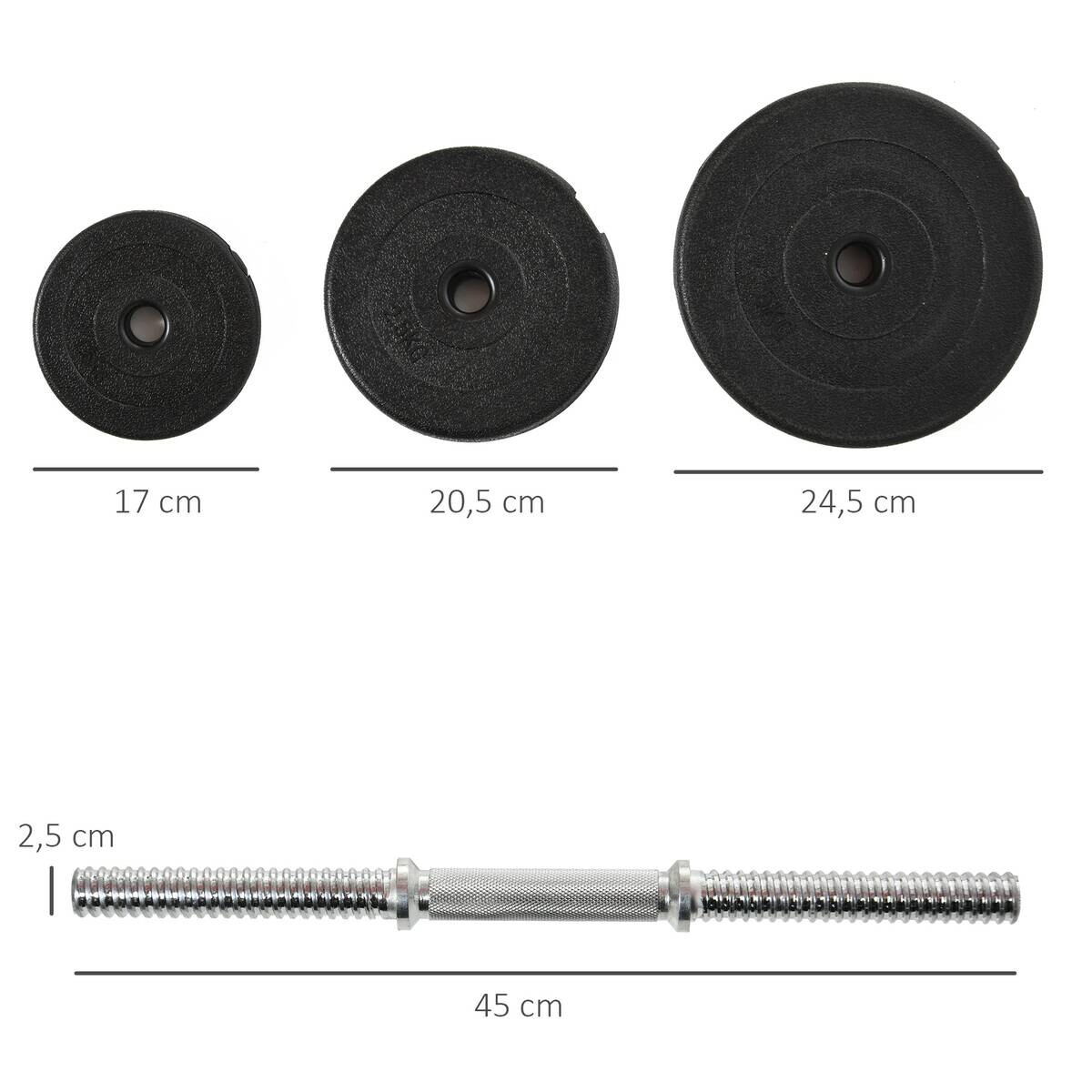 HOMCOM Hantel-Set schwarz Edelstahl B/H/L: ca. 24,5x24,5x45 cm