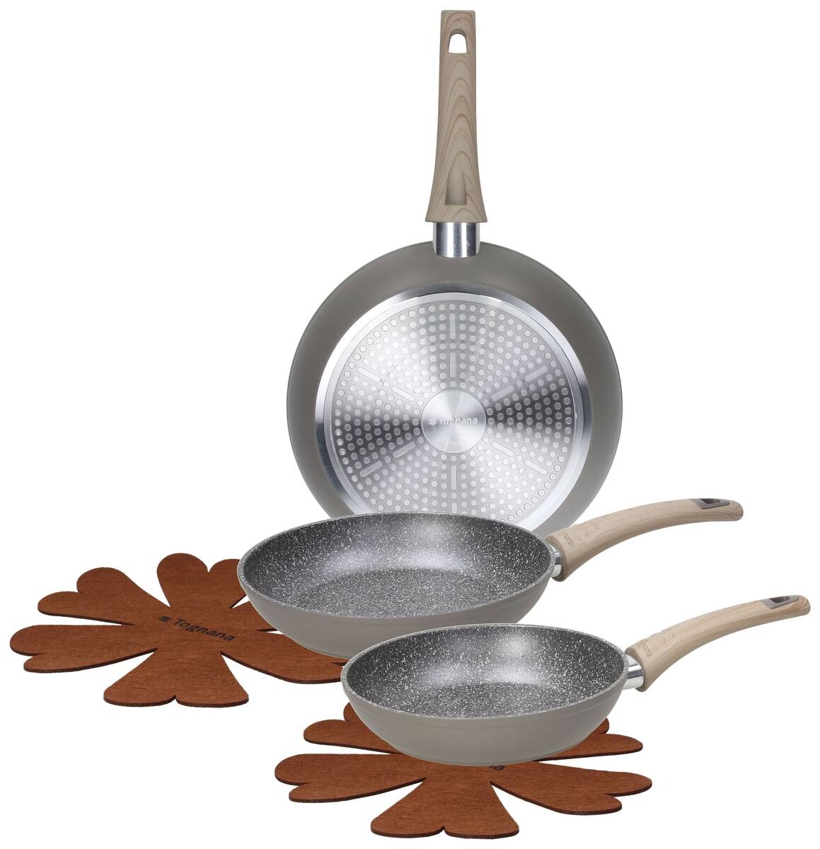 TOGNANA Pfannenset Eco Tortora silber Aluminium 3 tlg.