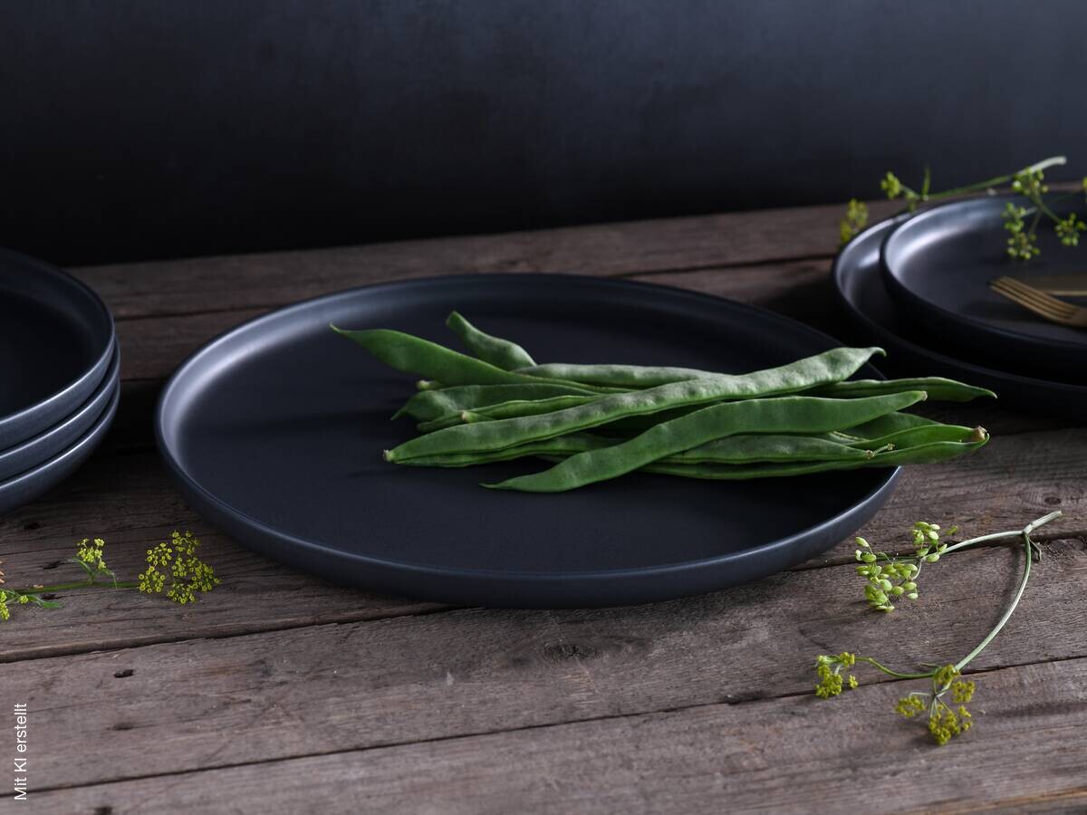 CreaTable Tafelservice Uno Black schwarz Steinzeug 8 tlg.
