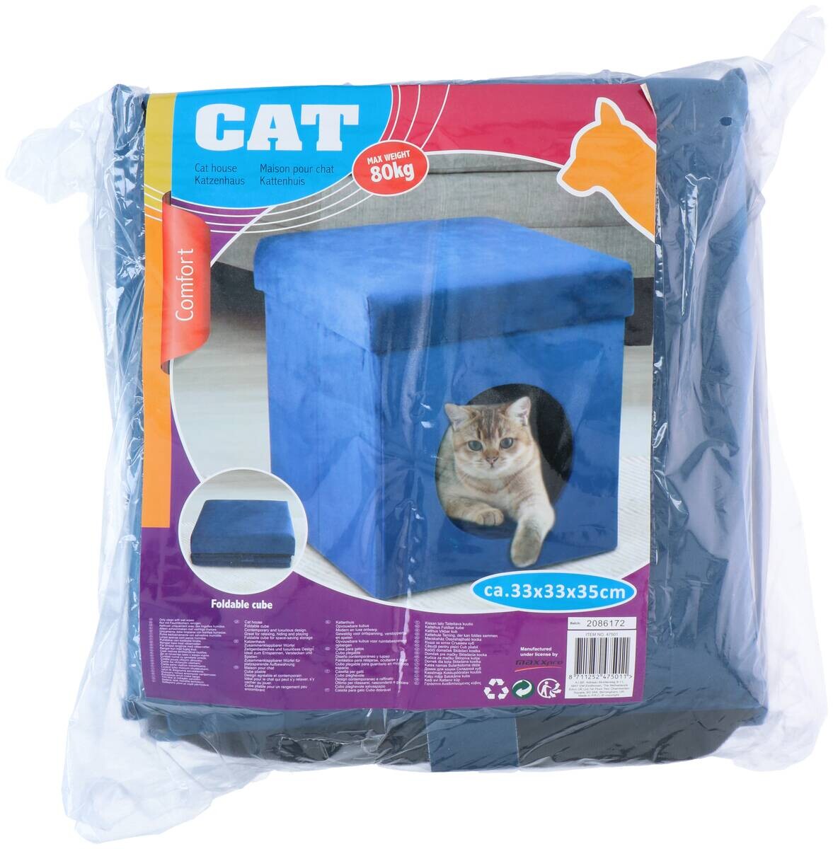 Katzenhaus blau Polyester B/H/L: ca. 34x36x34 cm