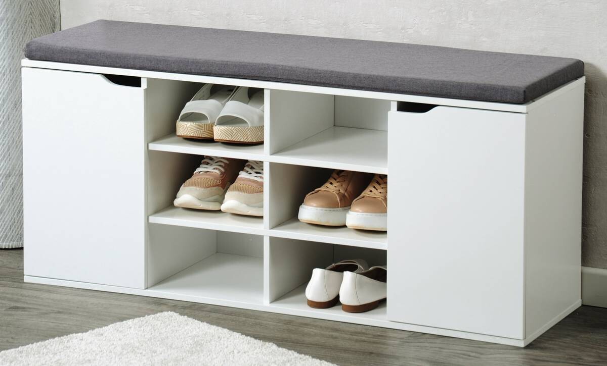 Kesper Schuhschrank mit Sitzkissen weiß Spanplatte B/H/T: ca. 103x48x30,5 cm