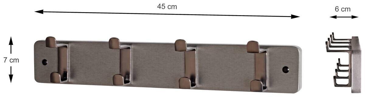 Garderobenleiste grau Metall B/H/T: ca. 45x7x6 cm
