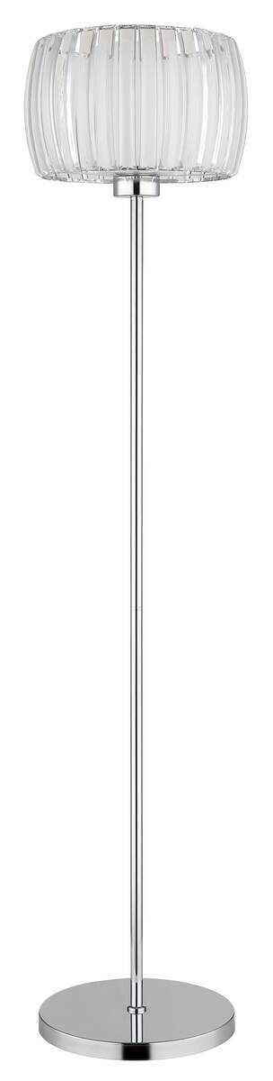 GLOBO Stehlampe Chrom Opal schwarz Glas Textil Metall H/D: ca. 150x32,5 cm E27 1 Brennstellen