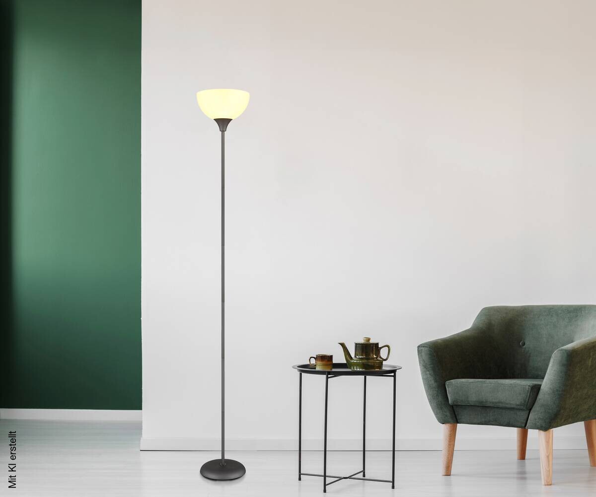 GLOBO Stehlampe titanfarbig schwarz Opal Kunststoff Metall H/D: ca. 178,5x25 cm E27 1 Brennstellen