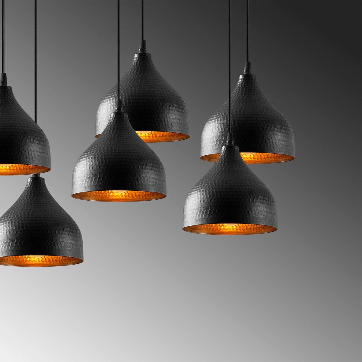 Opviq Pendelleuchte Tattoo-6221 schwarz B/H/T/L: ca. 88x114x40x88 cm E27 7 Brennstellen
