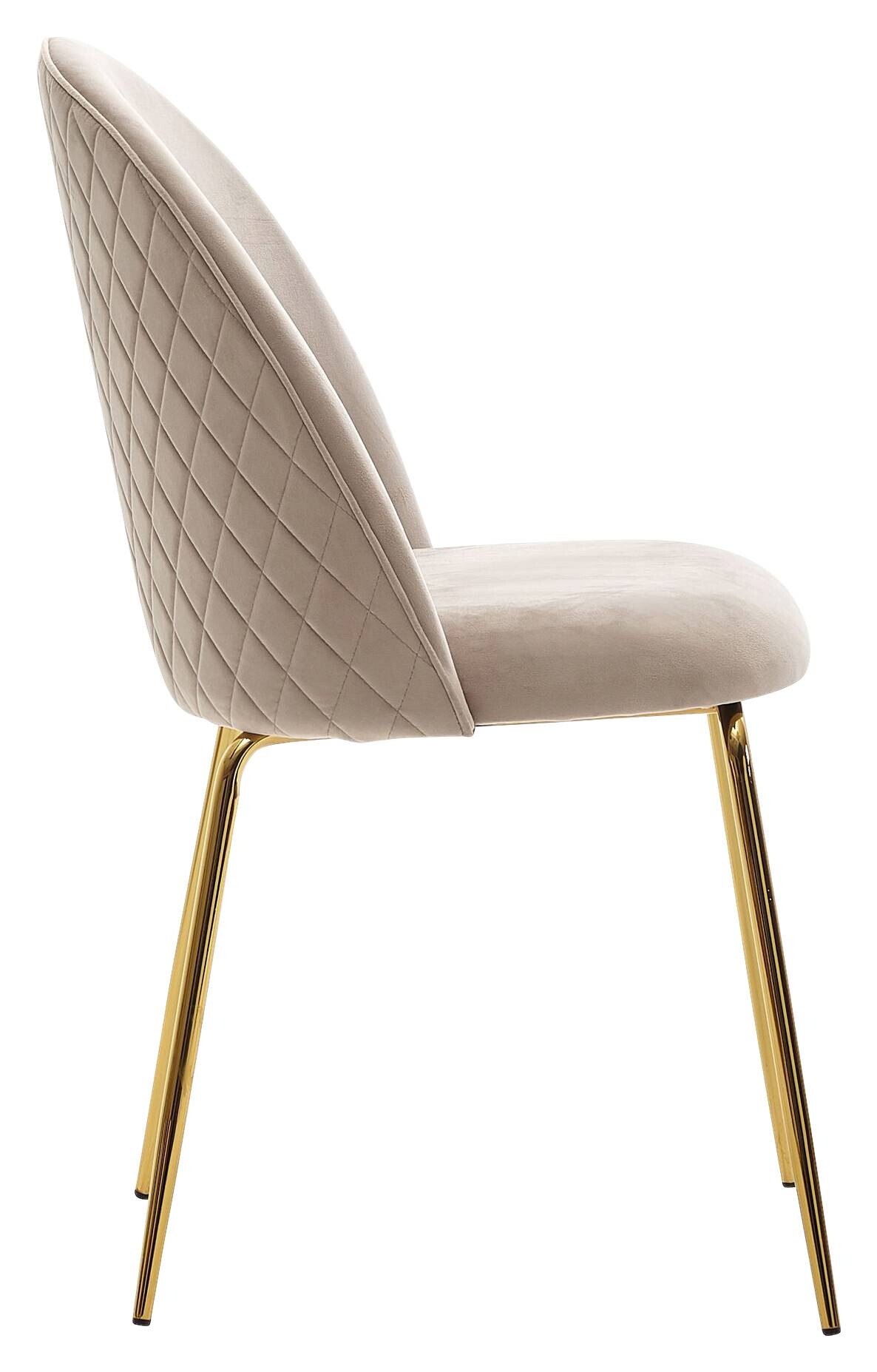 Stuhl beige gold Stoff Eisen B/H/T: ca. 53x86x50 cm
