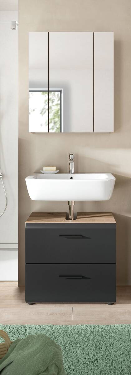Badezimmer-Set Ice Nox Oak Nachbildung schwarz matt B/H/T: ca. 60x185x30 cm