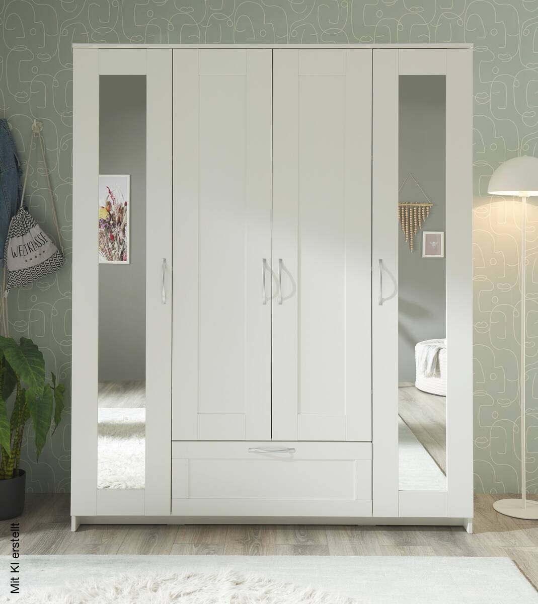 Kleiderschrank weiß B/H/T: ca. 156x191x50 cm