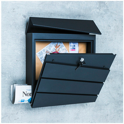 Briefkasten schwarz B/H/T: ca. 37x37x10,5 cm