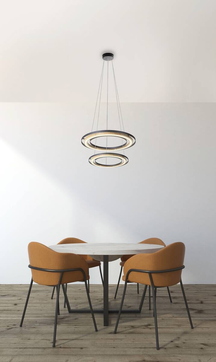 GLOBO LED-Pendelleuchte RILAS schwarz natur Bambus Metall H/D: ca. 150x56 cm 2.0 Brennstellen