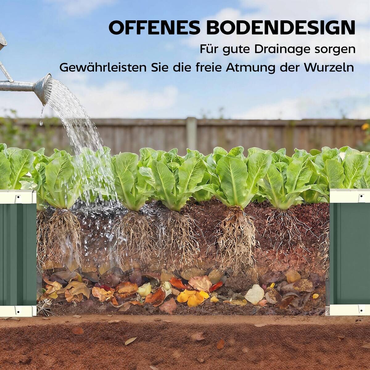 Outsunny Hochbeet grün B/H/T/L: ca. 52x31x52x136 cm