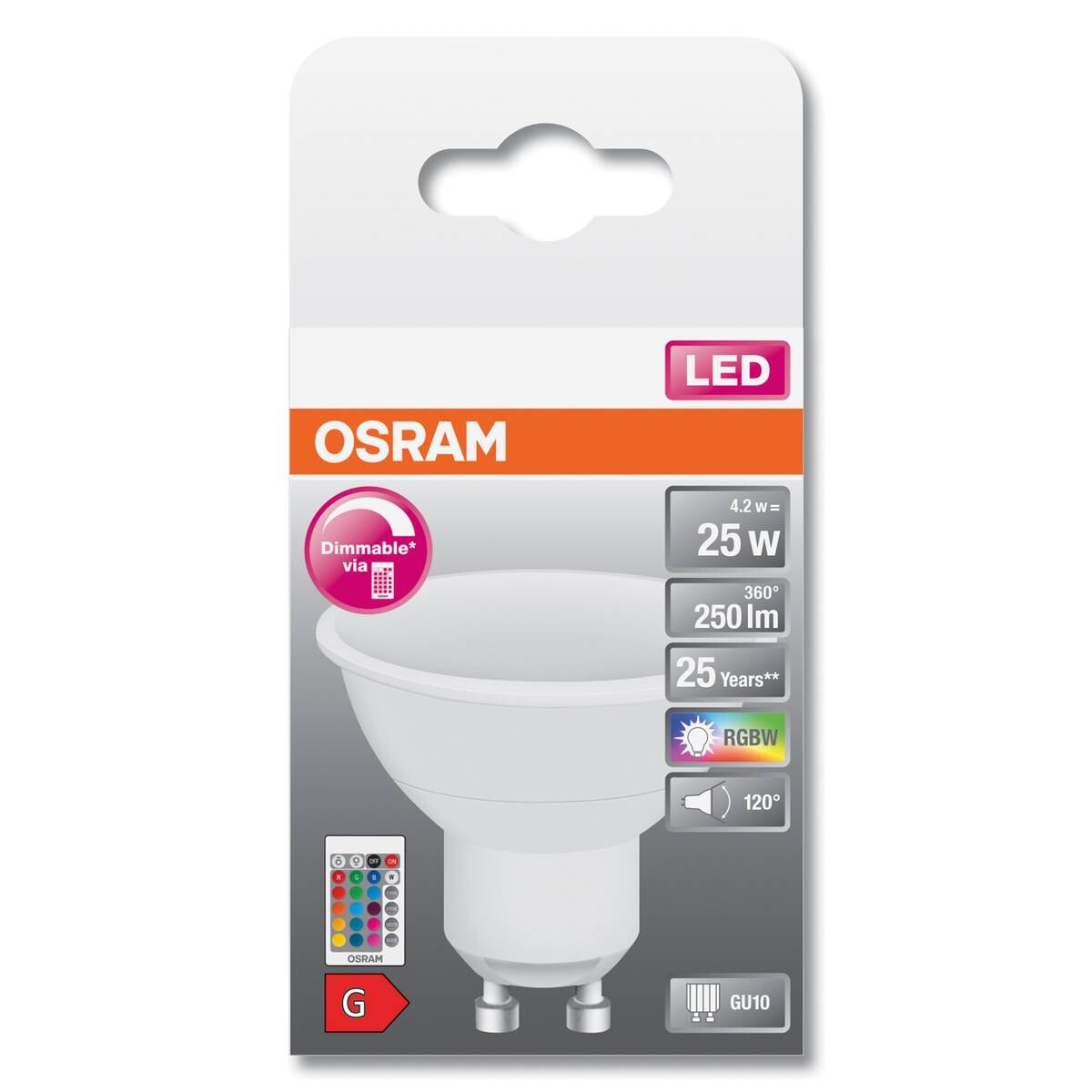 OSRAM LED-Leuchtmittel Reflektorlampe RGBW mit Fernbedienung AC31123 GU10