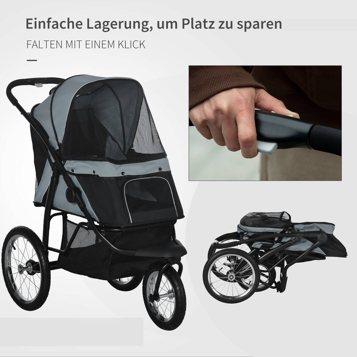 PawHut Hunde-Zubehör grau Polypropylen B/H/L: ca. 58x111x107 cm