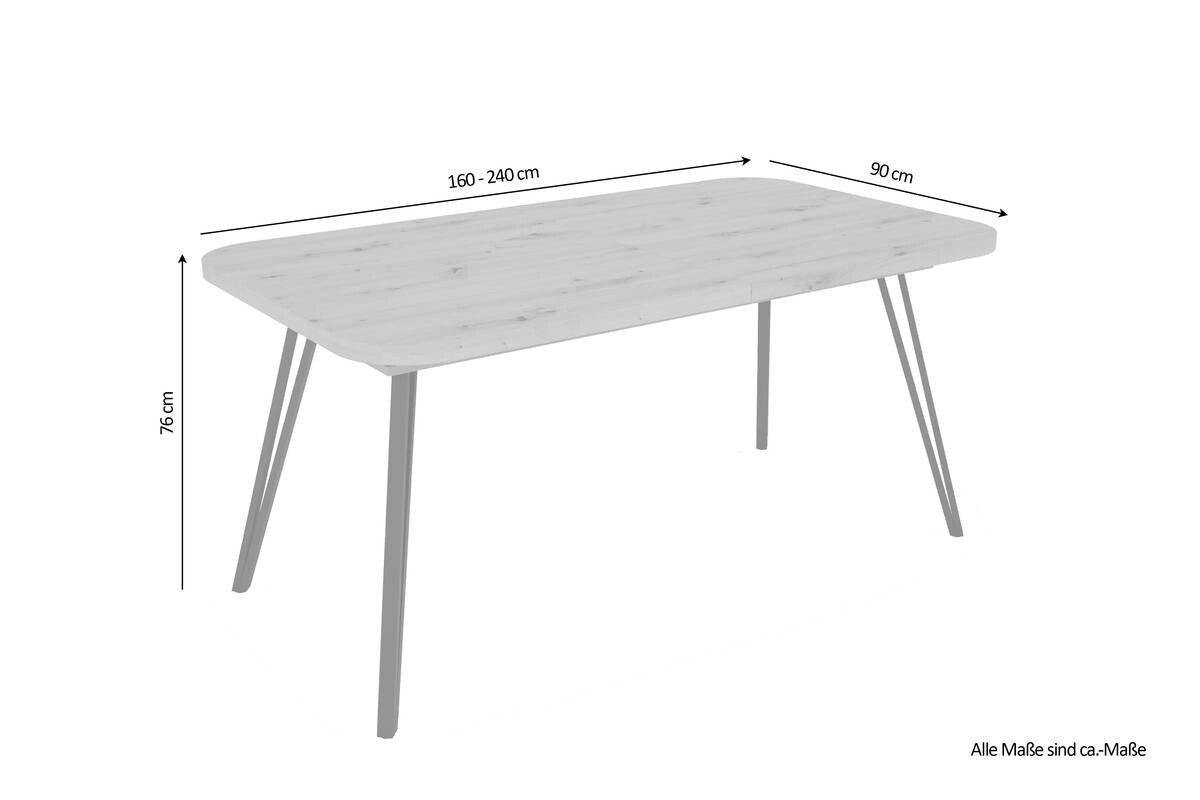 Tisch LIFE Eiche Artisan Nachbildung B/H/T: ca. 160x76x90 cm