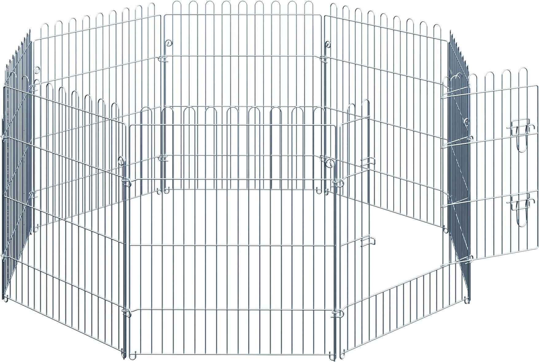 PawHut Freilaufgehege silber Metall