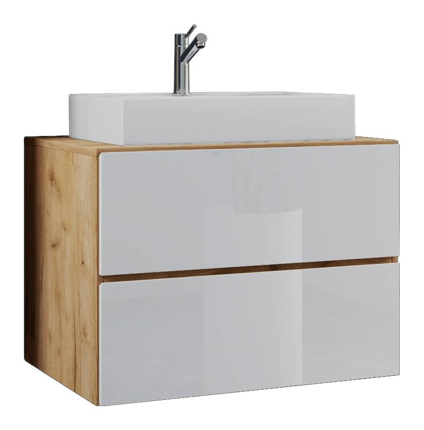 Badblock 2tlg-Lendas weiß Eiche Honig Nachbildung weiß B/H/T: ca. 80x52x52 cm