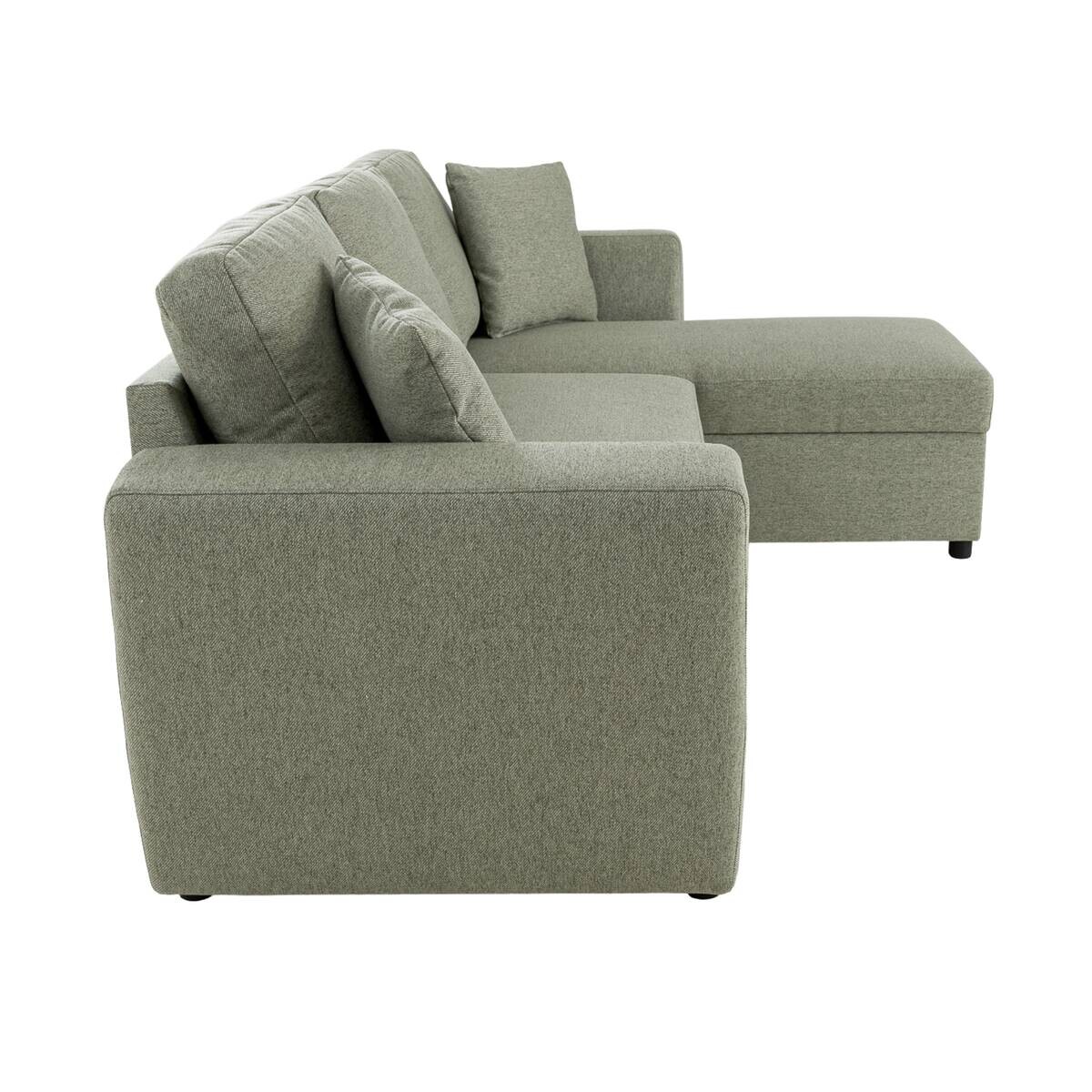 Ecksofa mit Bettfunktion und Bettkasten grün Webstoff B/H/T: ca. 234x86x144 cm