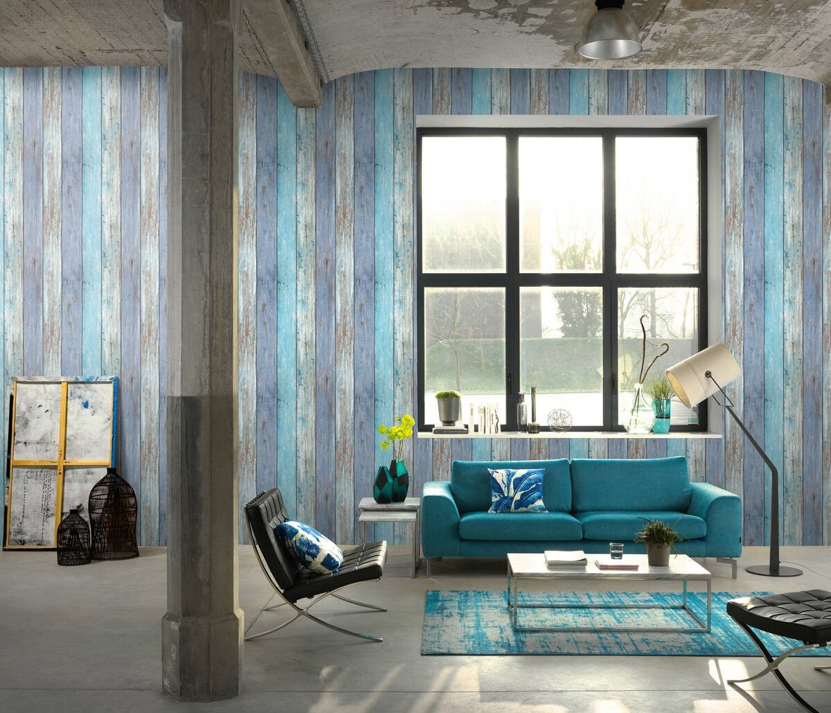 Vliestapete Holzoptik blau B/L: ca. 53x1005 cm