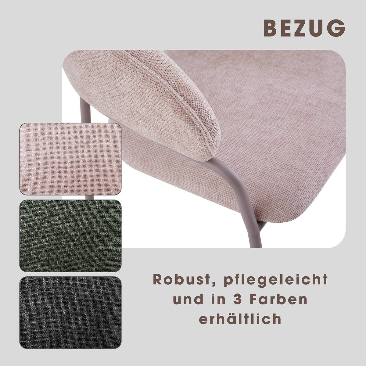 Stuhl CURVE, 2er-Set taupe Stoff B/H/T: ca. 60x86x58 cm