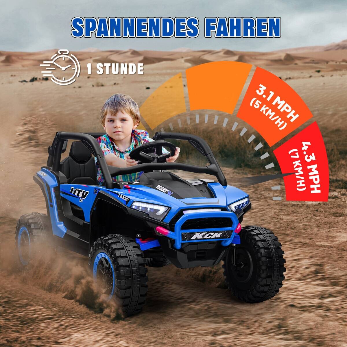 AIYAPLAY Elektro Kinderauto blau B/H/L: ca. 72x67x117 cm