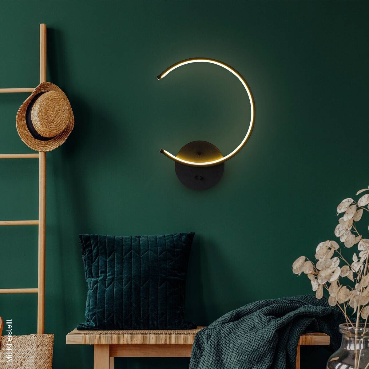 Opviq Wandleuchte Moon schwarz Metall B/H/T/L: ca. 33x46x6x33 cm