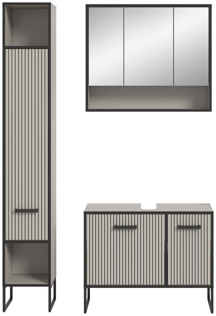 Badezimmer-Set BAGNO schwarz Kaschmirgrau Nachbildung B/H/T: ca. 125x192x36 cm