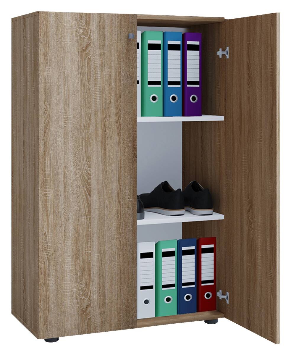 Büroschrank Lona XL Eiche Sonoma Nachbildung weiß B/H/T: ca. 70x110x39 cm