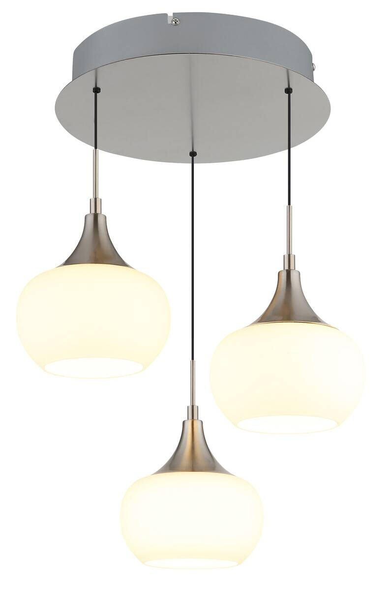 GLOBO LED-Pendelleuchte Opal nickel Metall Glas H/T: ca. 150x37 cm 1 Brennstellen