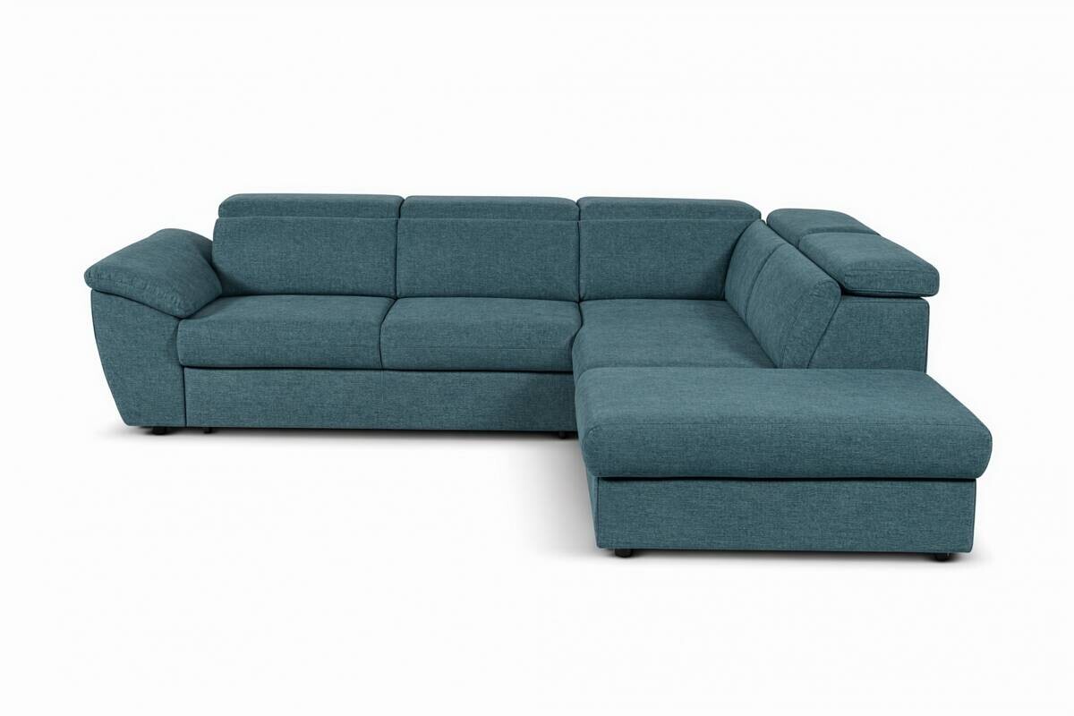 Ecksofa mit Bettfunktion und Bettkasten petrol Flachgewebe B/H/T: ca. 280x108x235 cm