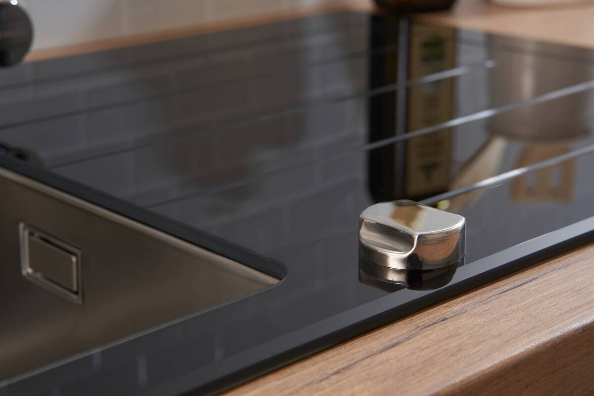 Respekta Einbauspüle New York 86 x 50 S schwarz Glas Edelstahl B/H/T: ca. 86x21x50 cm