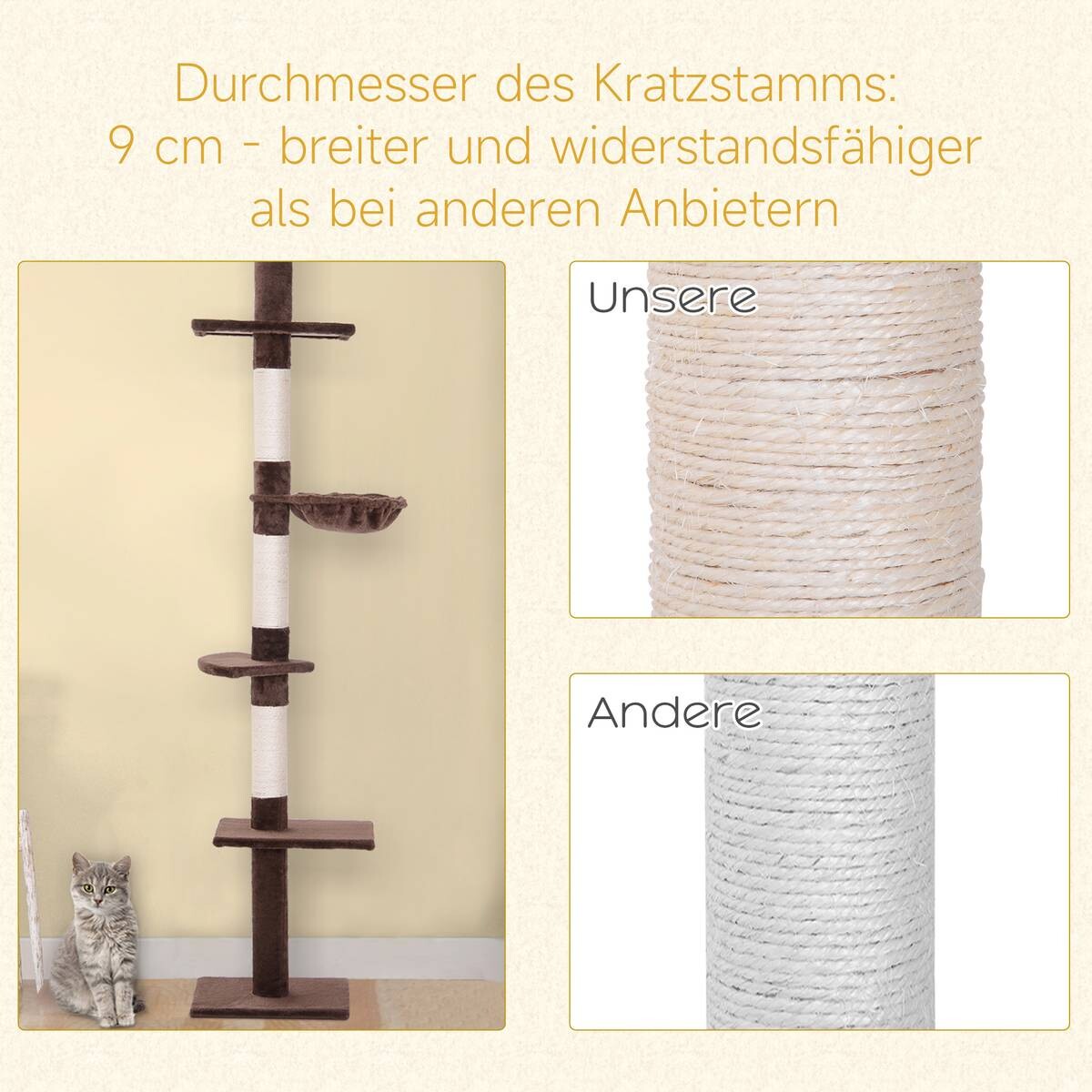 PawHut Kratzbaum braun Polyester B/H/L: ca. 30x260x40 cm