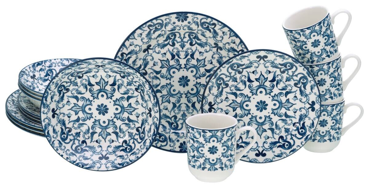 CreaTable Kombiservice Fresco blau Steingut 16 tlg.