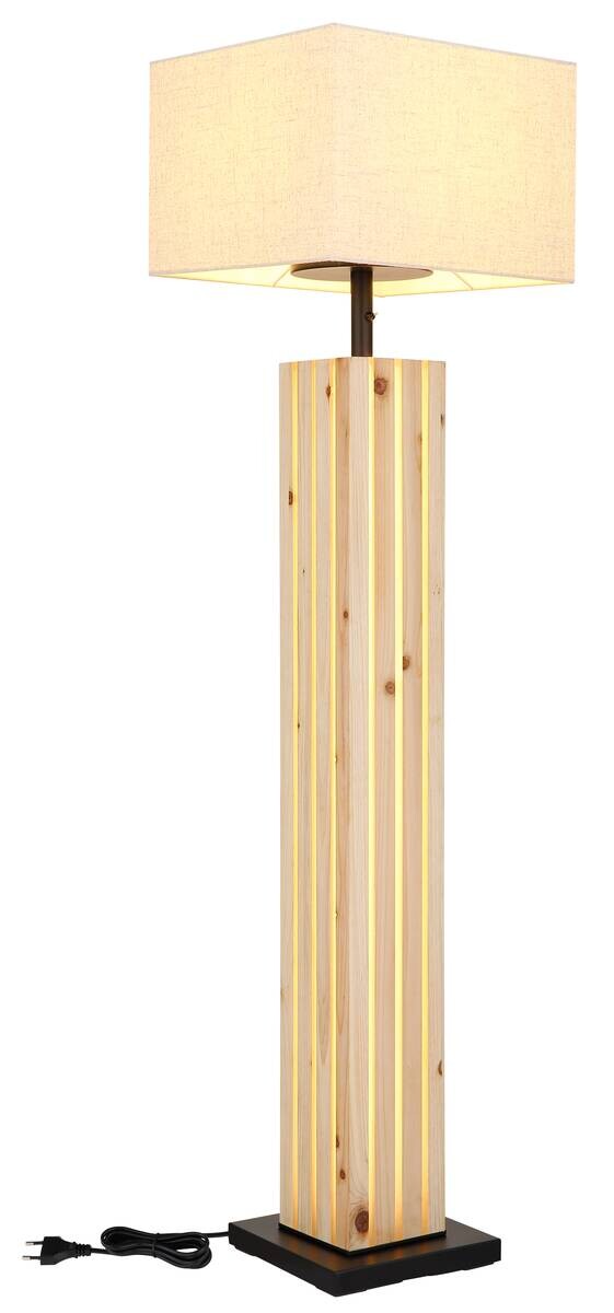 GLOBO Stehleuchte ADAN natur Leinen Holz B/H/T: ca. 38x149,2x38 cm E27 1 Brennstellen
