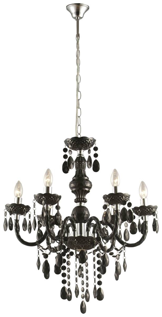 GLOBO Kronleuchter Cuimbra schwarz Acryl Metall H/D: ca. 166x67 cm E14 6 Brennstellen