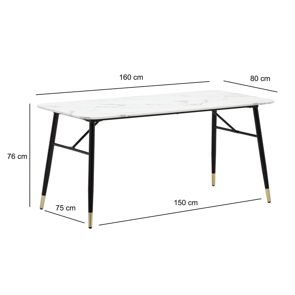 Esstisch weiß Marmor Optik B/H/T: ca. 160x76x80 cm