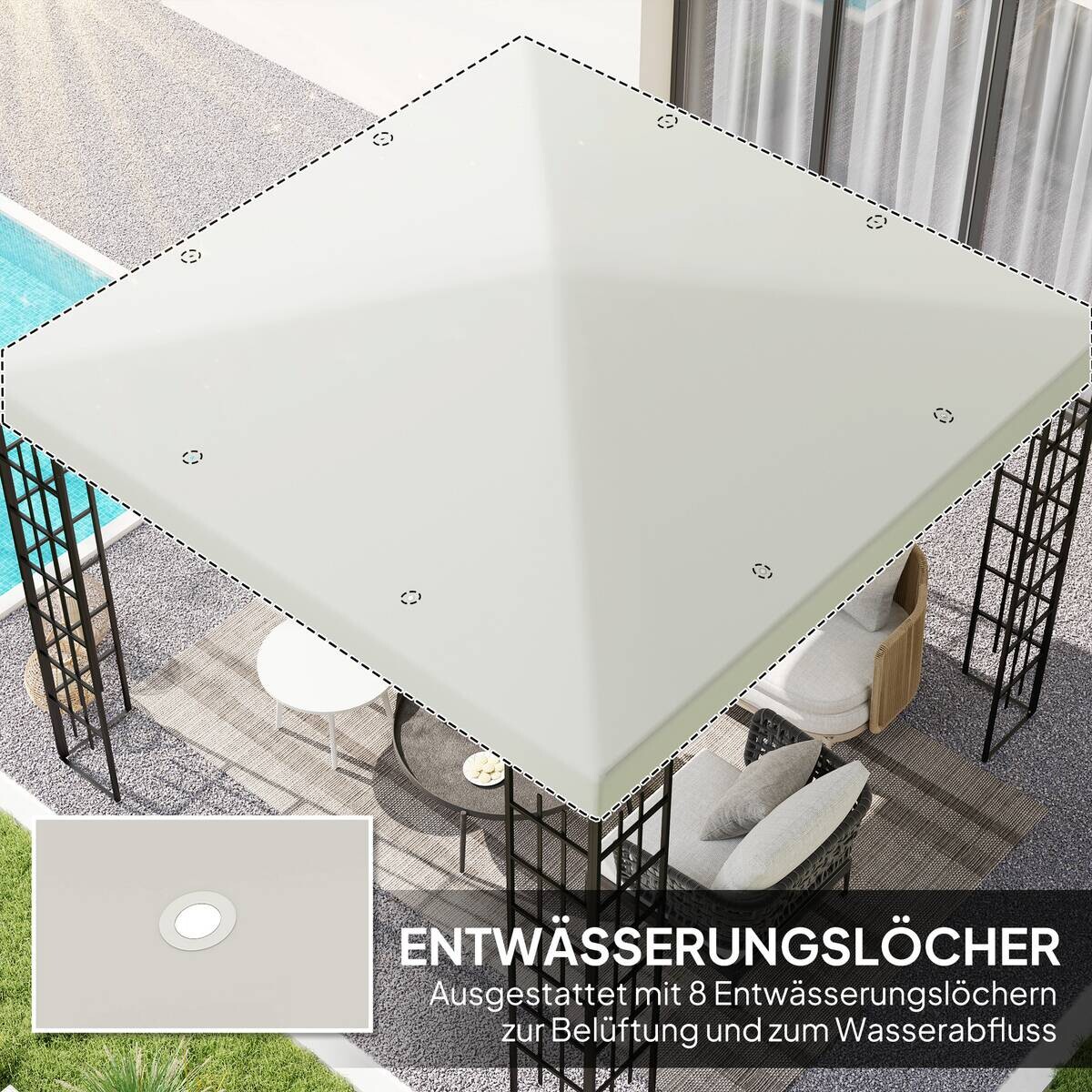 Outsunny Pavillondach hellgrau Polyester B/H/L: ca. 298x1x298 cm