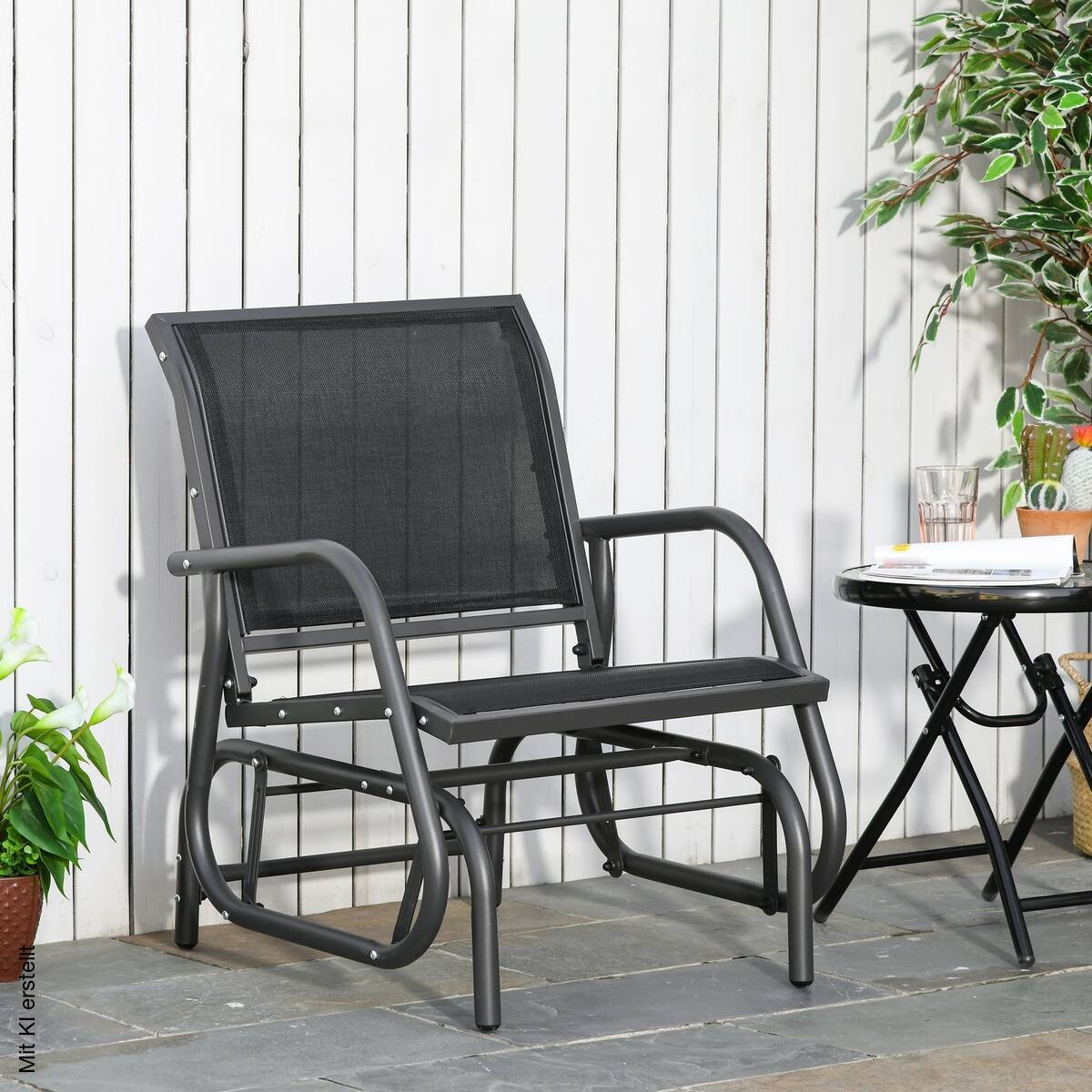 Outsunny Gartenstuhl grau Metall B/H/T: ca. 75x85x66 cm