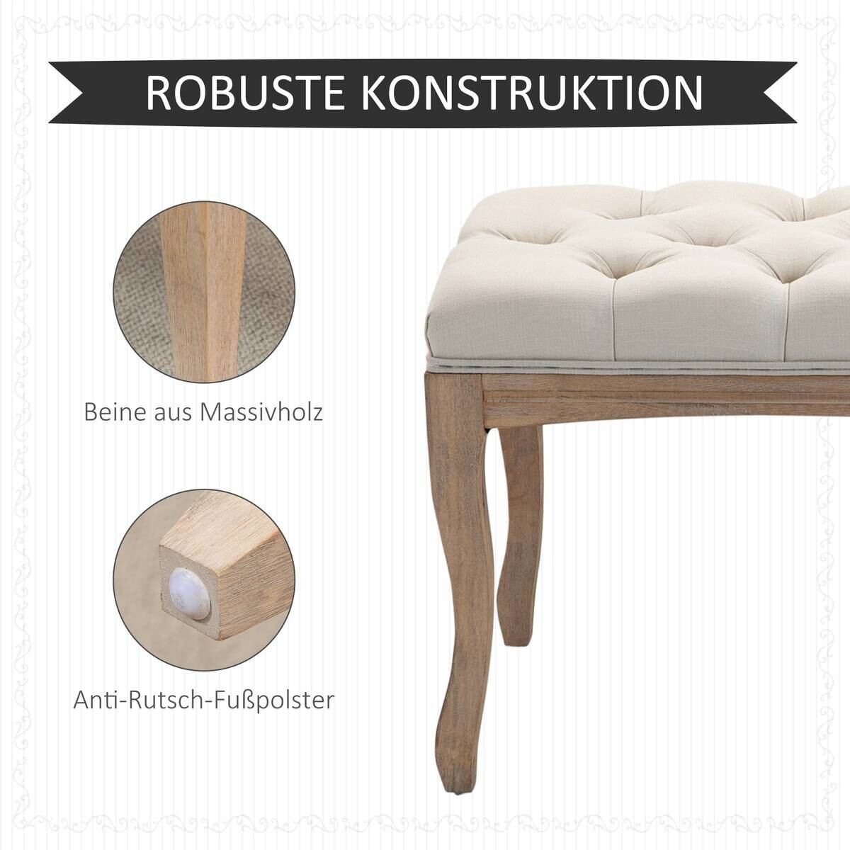 Polsterbank 837-178BG beige B/H/T: ca. 110x48x40 cm