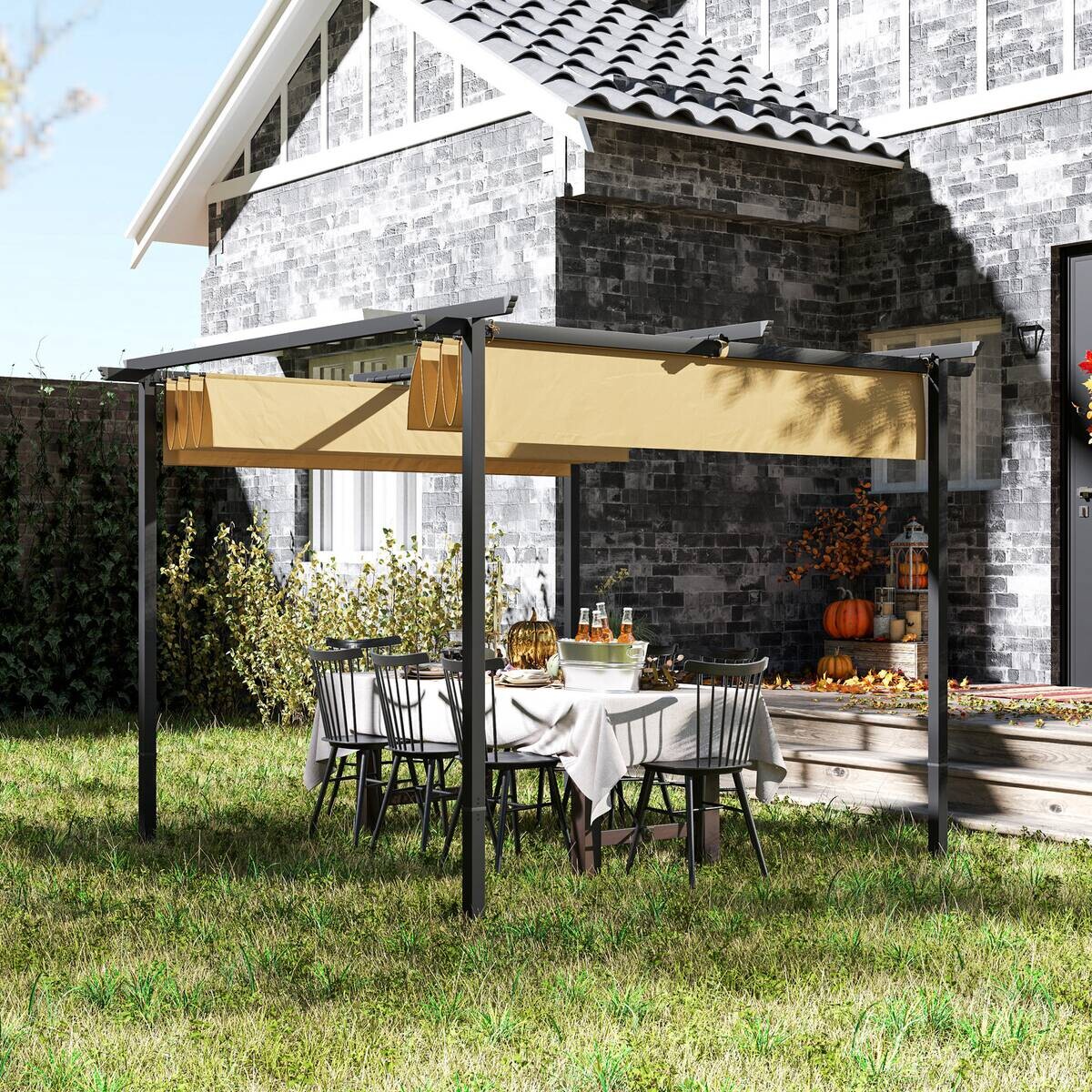 Outsunny Pergola beige Metall B/H/L: ca. 300x227x300 cm