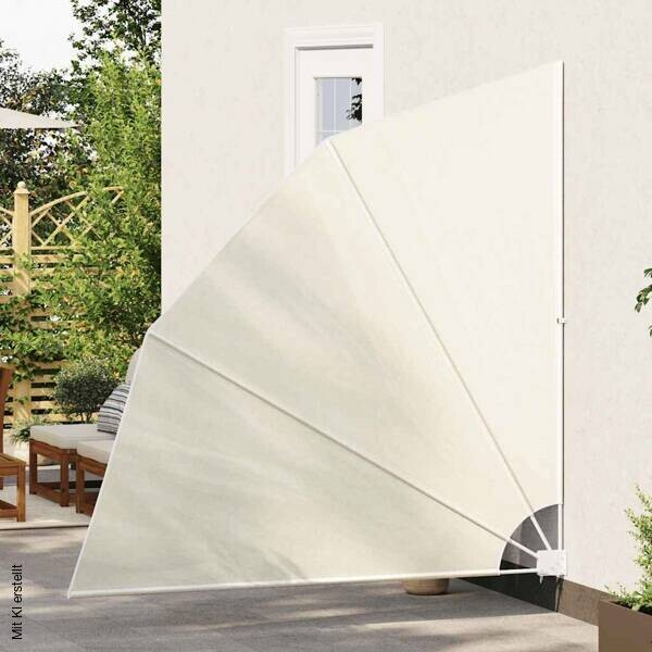 vidaXL Balkonfächer creme 100% Polyester Stahl H/T/L: ca. 210x210x210 cm