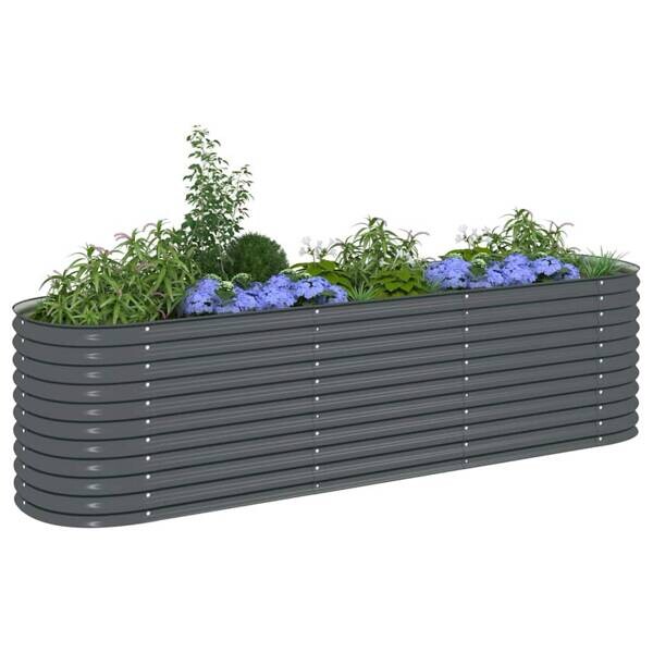 Garten-Hochbeet grau Stahl B/H/L: ca. 80x81x320 cm
