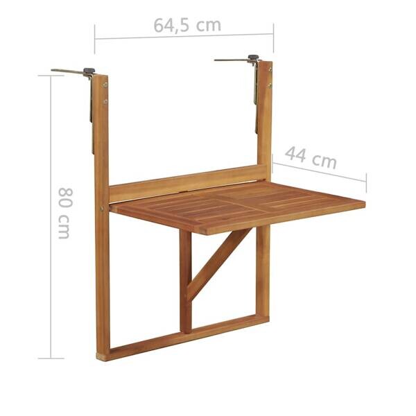 vidaXL Klapptisch braun Akazie B/H/T/L: ca. 44x80x44x64,5 cm