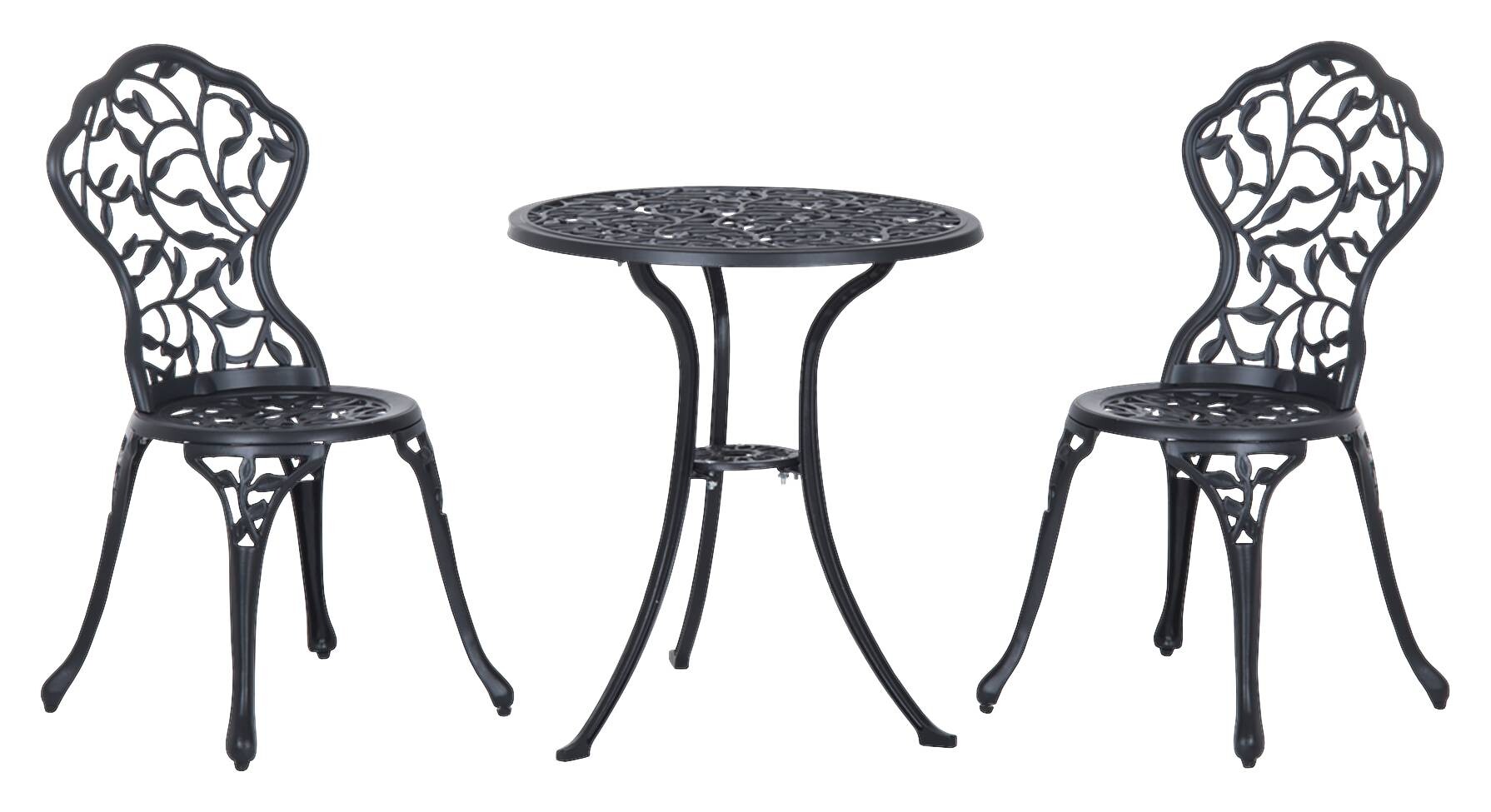 Outsunny Bistroset schwarz Aluminium B/H/L: ca. 60x65x60 cm