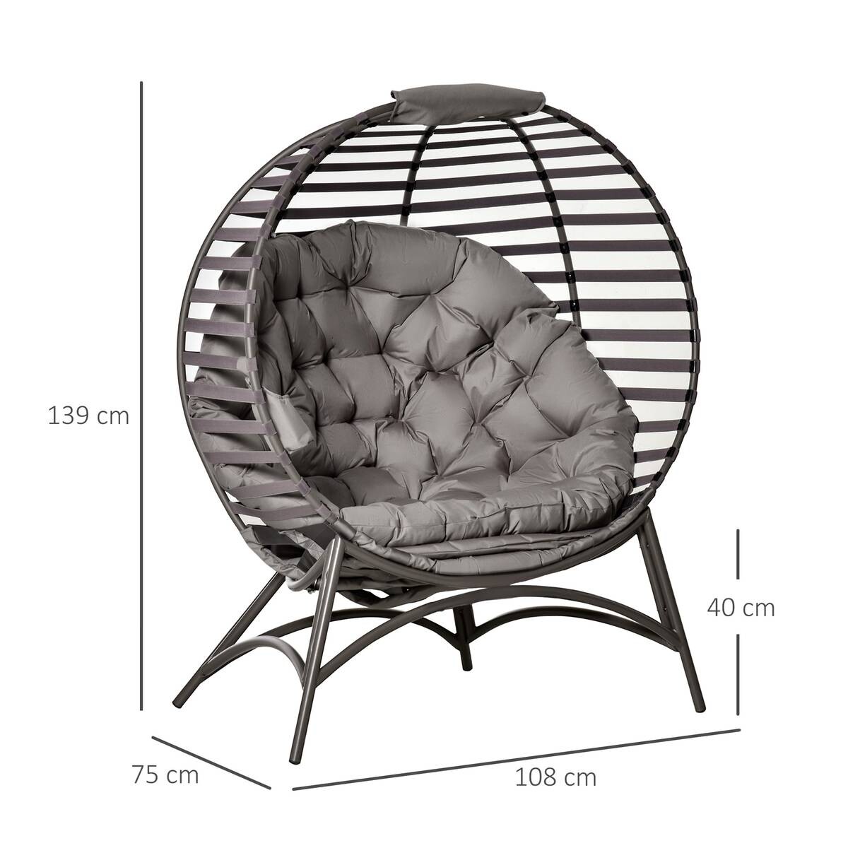 Outsunny Gartenstuhl sand Stahl B/H/L: ca. 75x139x118 cm