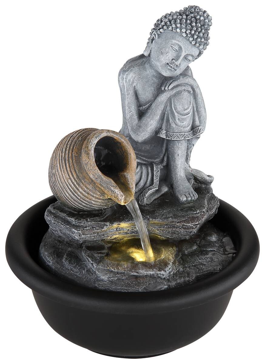 GLOBO LED-Brunnen Fontana grau Kunststoff H/D: ca. 19x16 cm 1 Brennstellen