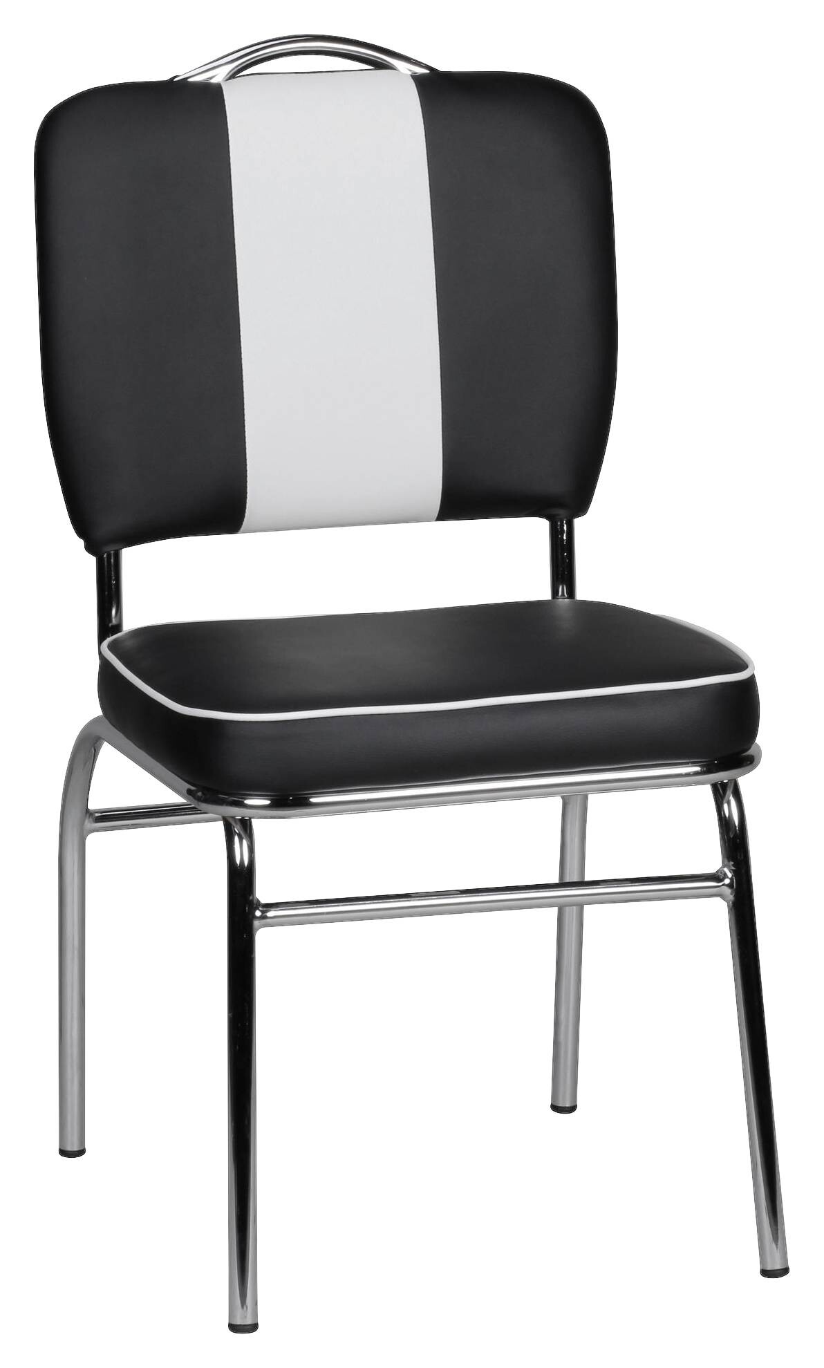 Stuhl schwarz weiß Chrom Kunstleder Metall Kunstleder B/H/T: ca. 45x90x47 cm