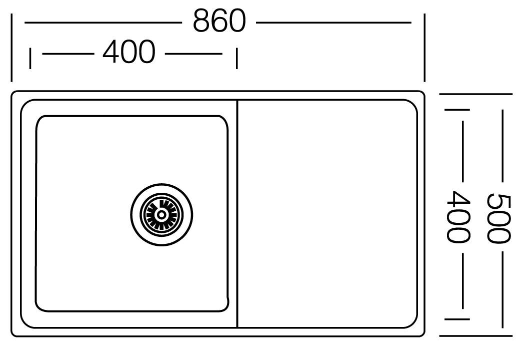 Respekta Einbauspüle Chicago 86 x 50 Edelstahl B/H/T: ca. 86x19x50 cm